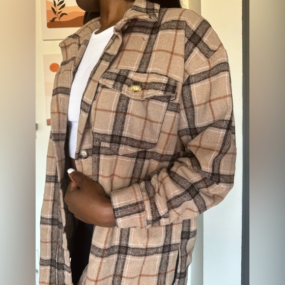 Sarah Ashcroft x Missguided Brown Oversized Check Print Women’s Shacket (US 4) - Picture 4 of 8